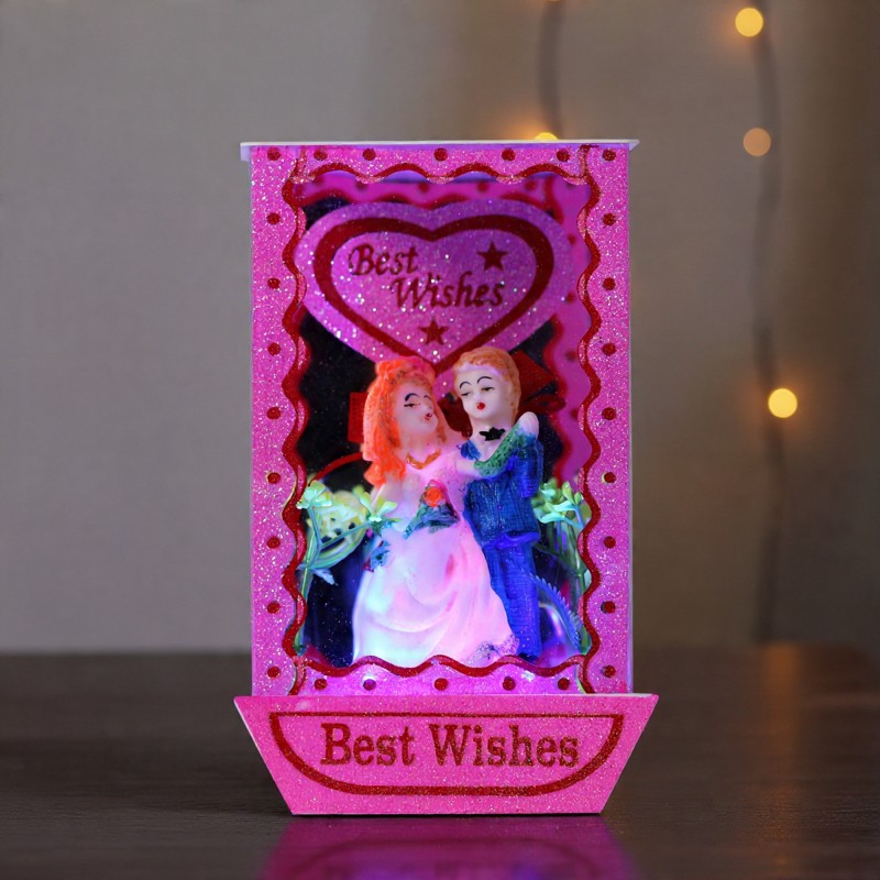 AWESOME CRAFT Romantic LED Couple Showpiece with Best Wishes Design | Acrylic Decorative Night Lamp | Color Changing Light | Home Décor Gift for Anniversary, Wedding, Birthday & Valentine