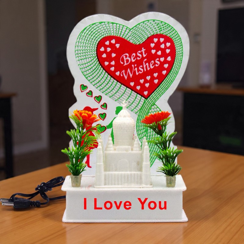 Awesome Craft Taj Mahal Lighting Effect with Base Crystal Figure Medium Size Showpiece 1 Piece Gifts