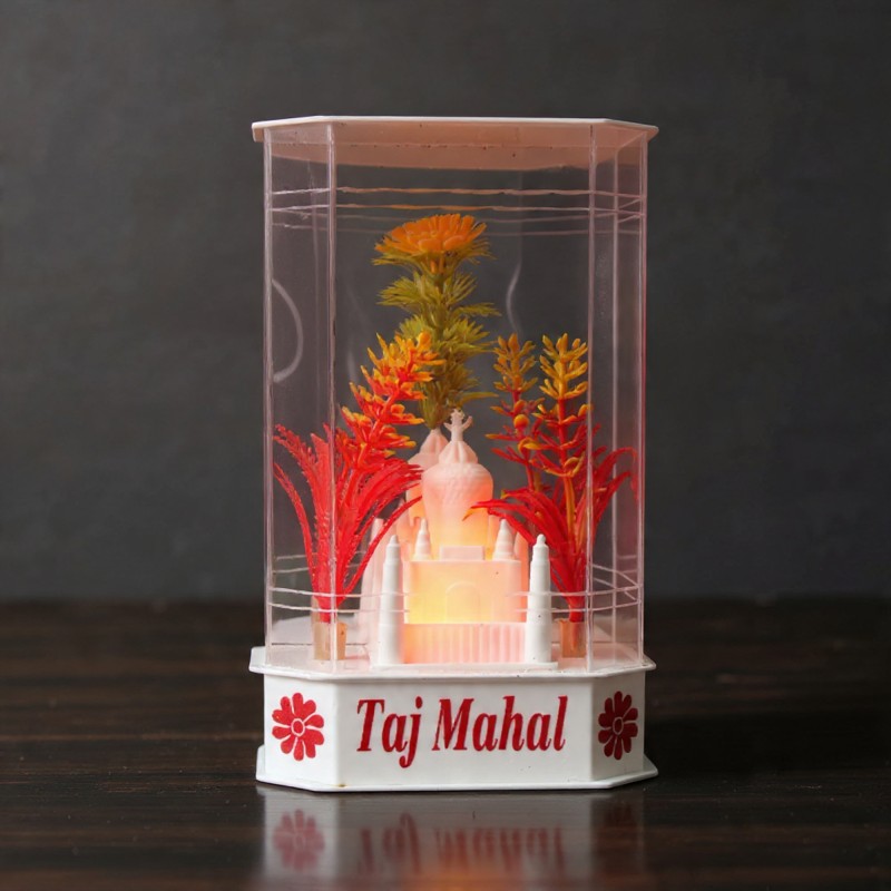AWESOME CRAFT Crystal Taj Mahal Showpiece with LED Lights, Birthday Gift Anivercry Decorative Showpiece for Home, Office Bedroom Drawing Room - (Multicolor)